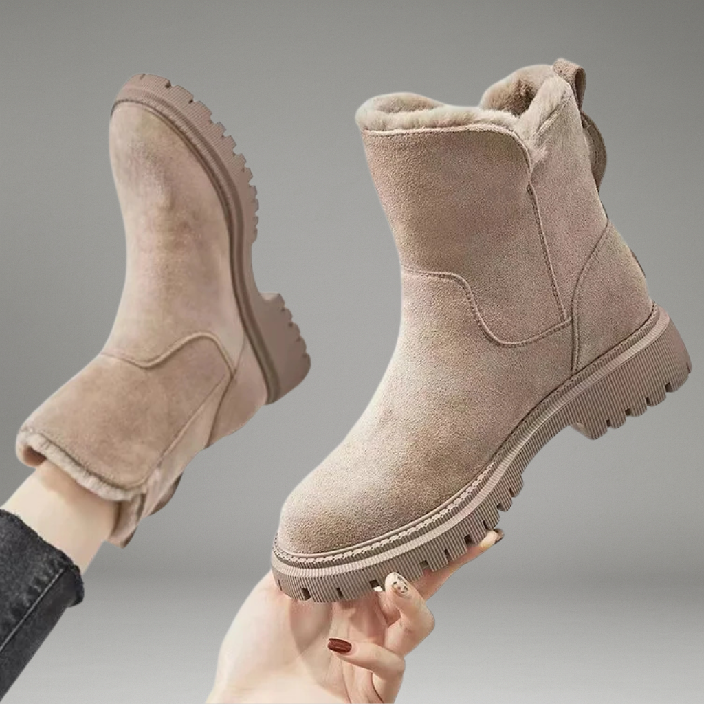 Women’s Ankle Boots with Side Zipper and Round Toe