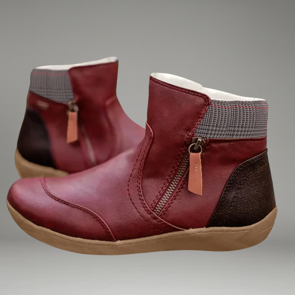 Women’s Ankle Boots with Side Zipper and Flat Sole