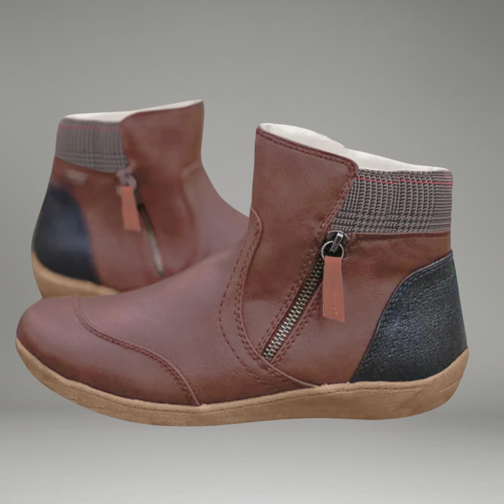 Women’s Ankle Boots with Side Zipper and Flat Sole