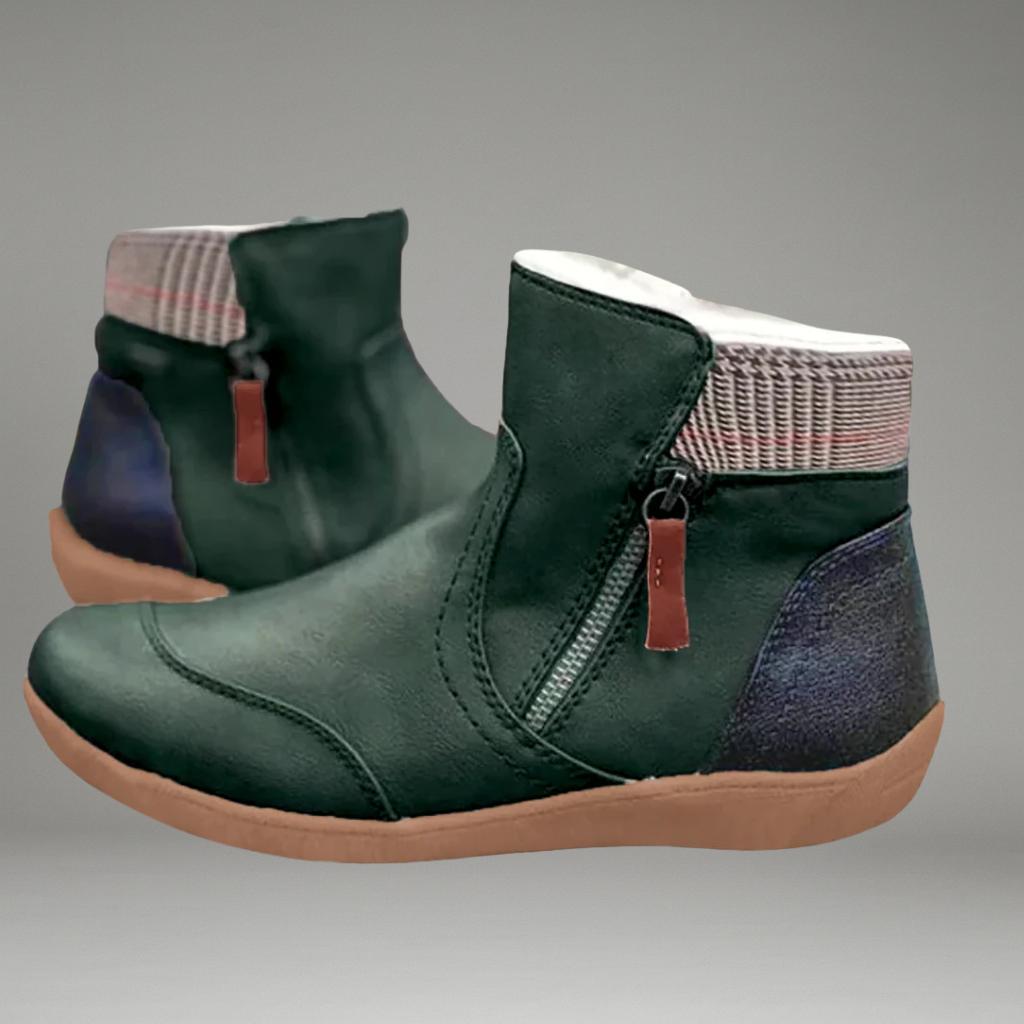 Women’s Ankle Boots with Side Zipper and Flat Sole
