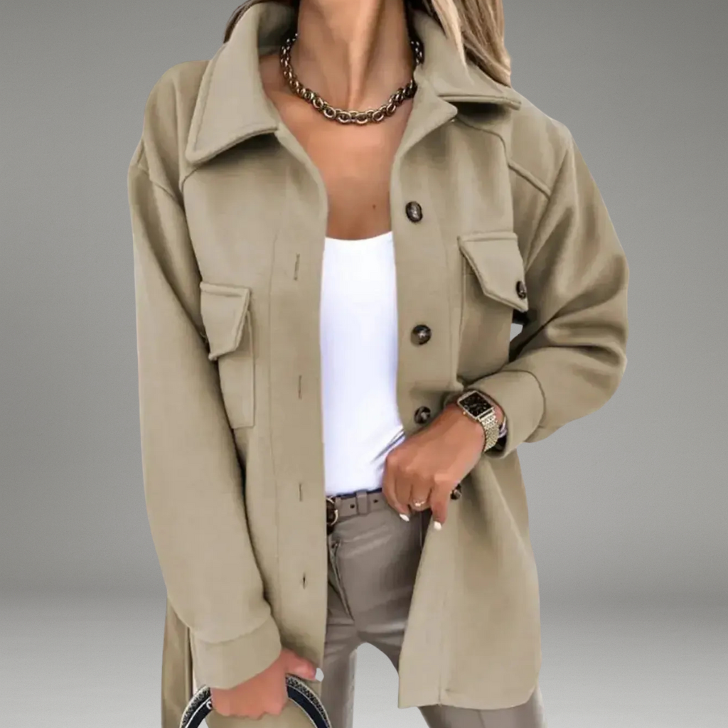 Women’s Autumn Jacket with Front  button and Side Pockets
