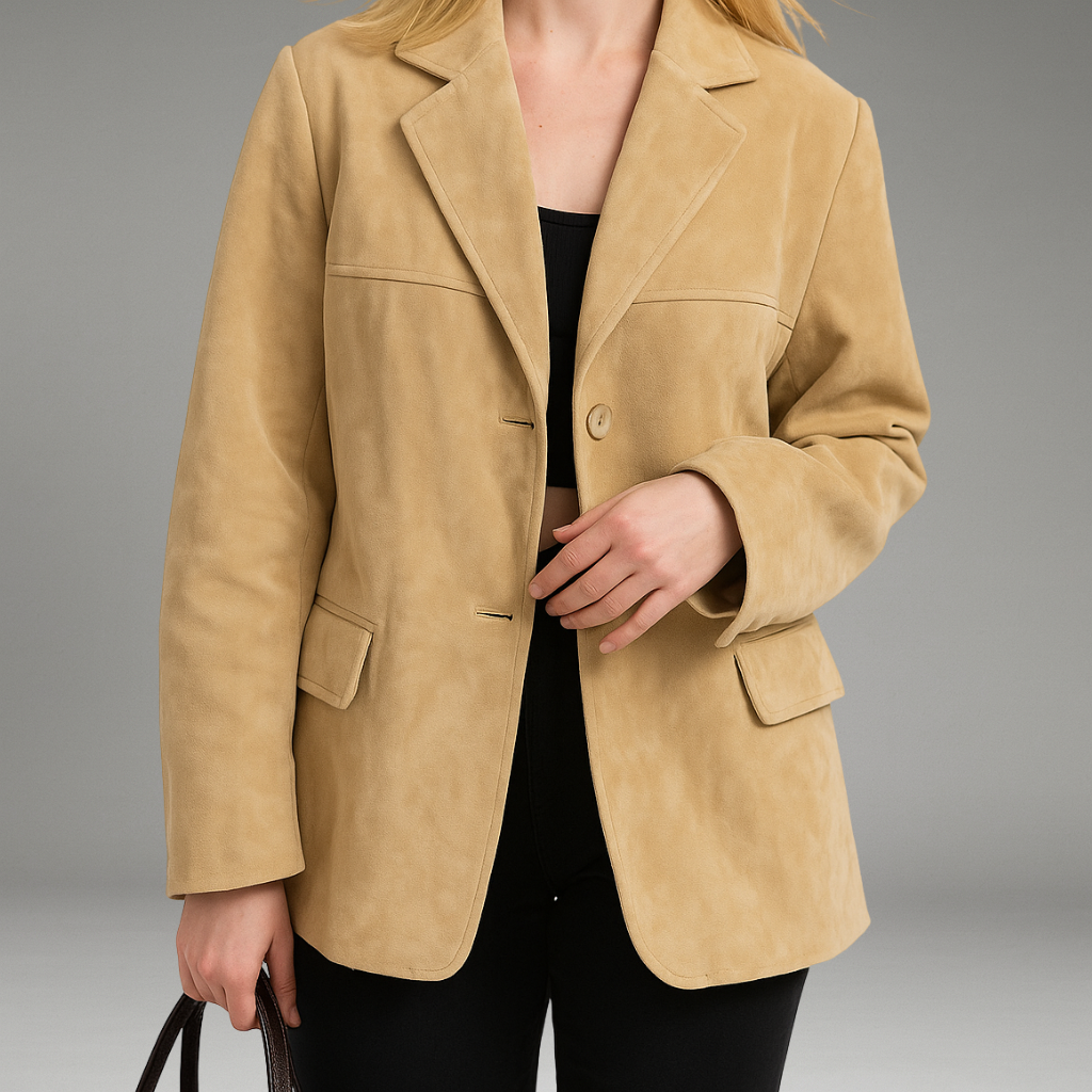 Women’s Blazer with Lapel Collar and Double Button Closure