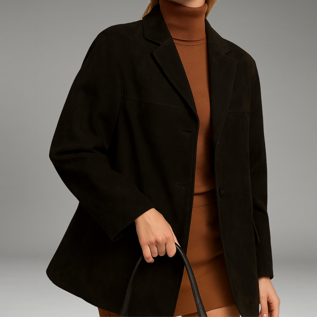 Women’s Blazer with Lapel Collar and Double Button Closure