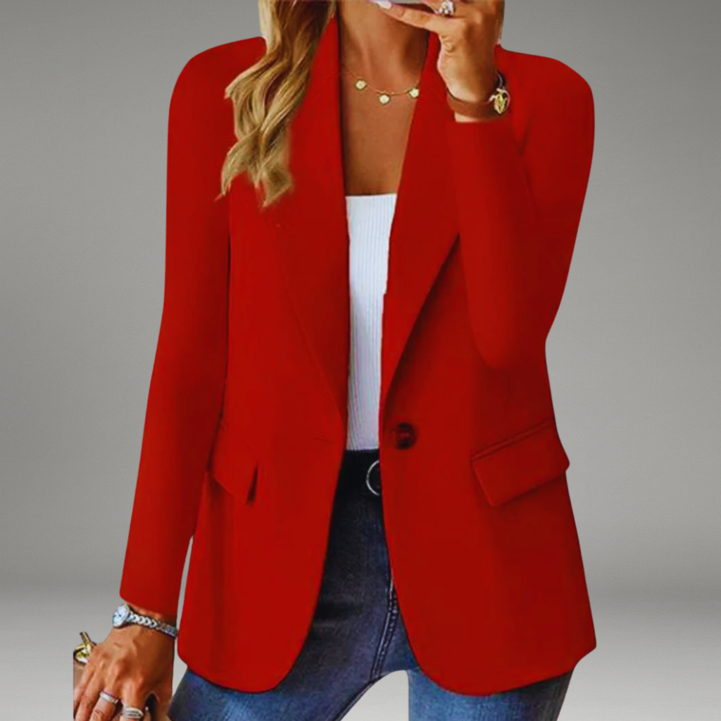 Women’s Blazer with Lapel Collar and Single-Button Closure