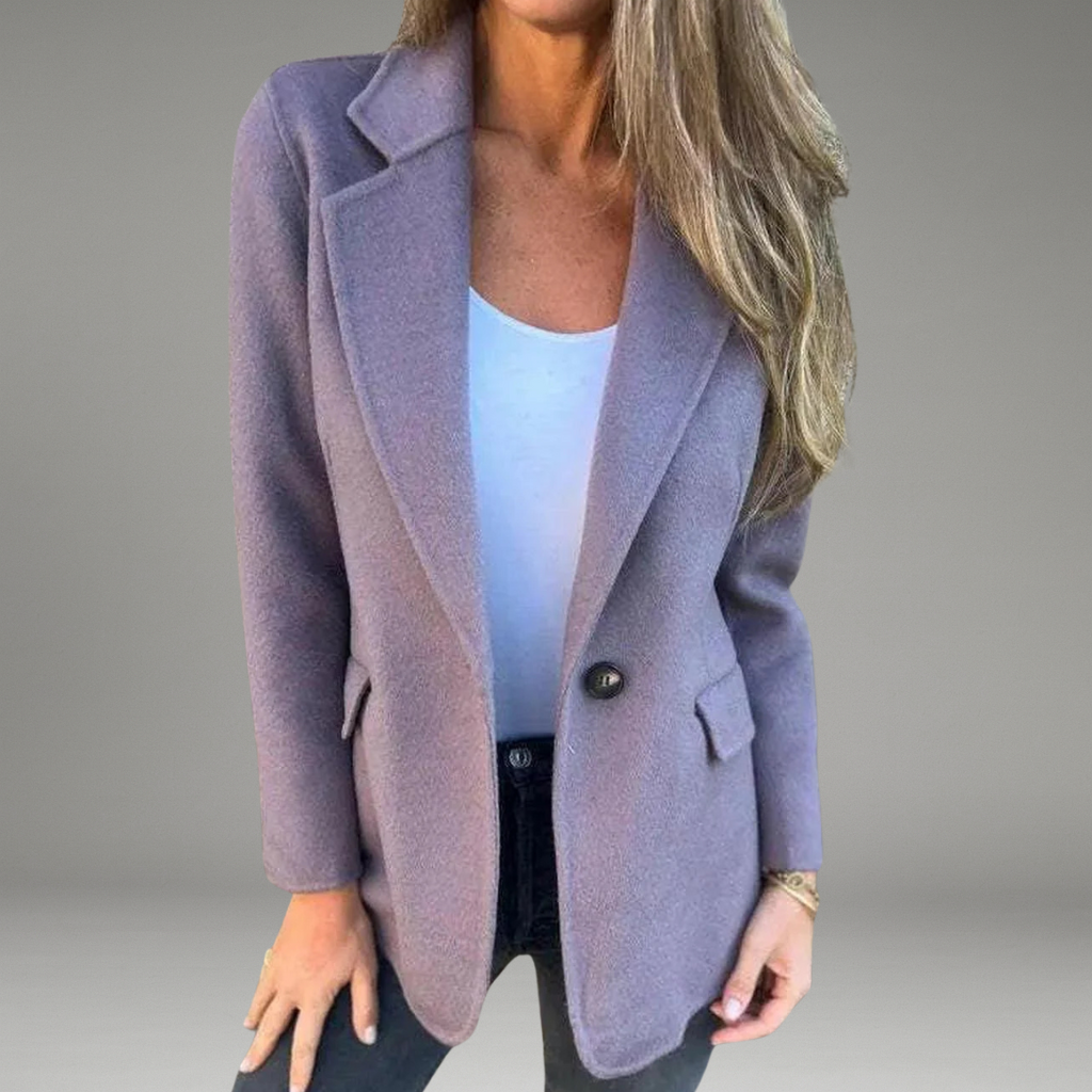 Women’s Blazer with Notched Collar and Front Button Closure
