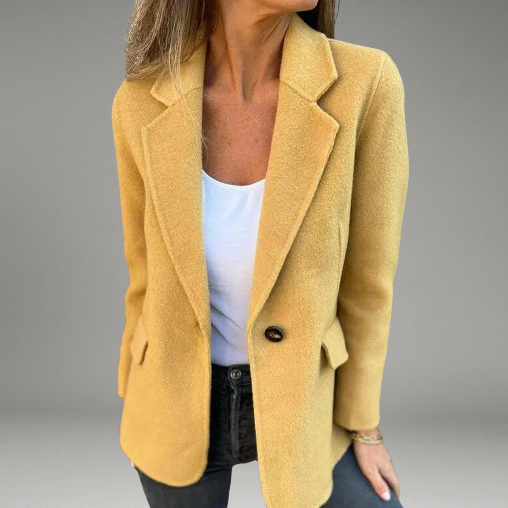 Women’s Blazer with Notched Collar and Front Button Closure