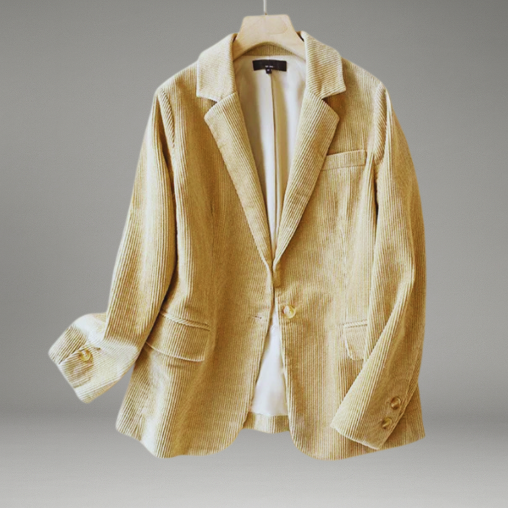 Women’s Blazer with Notched Lapel and Walnut Buttons