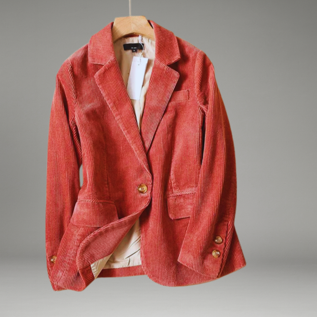 Women’s Blazer with Notched Lapel and Walnut Buttons