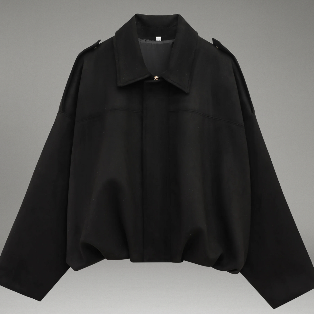 Women’s Bomber Jacket with Zip Closure and Structured Lapel Collar