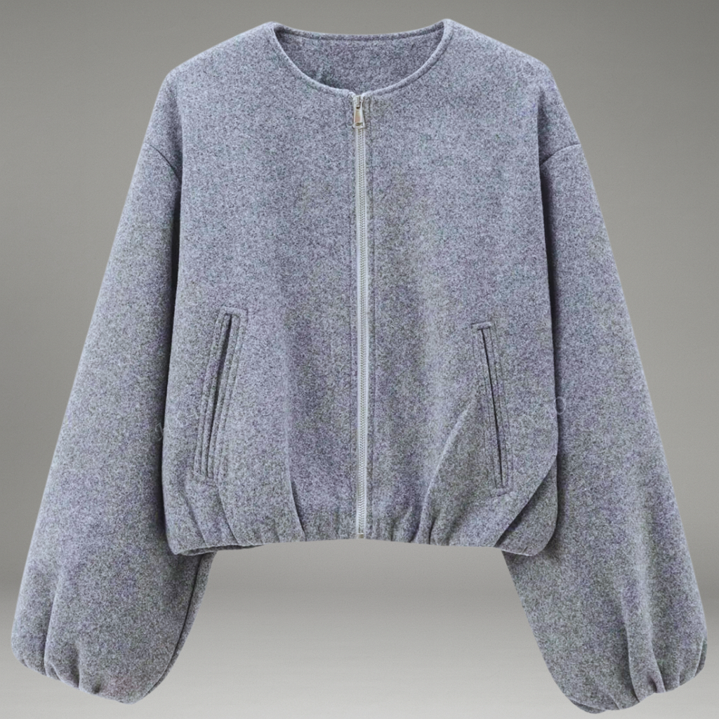 Women’s Bomber Jacket with Zipper Closure and Ribbed Trim