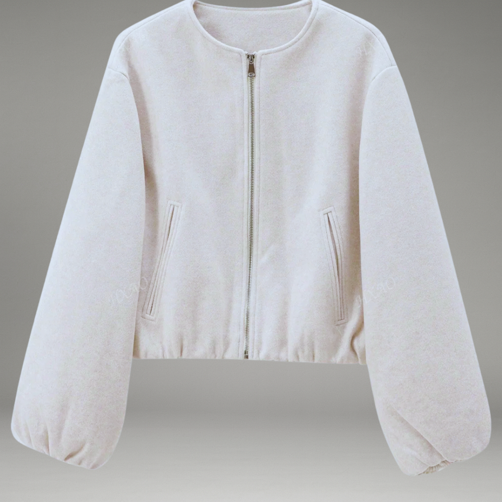 Women’s Bomber Jacket with Zipper Closure and Ribbed Trim