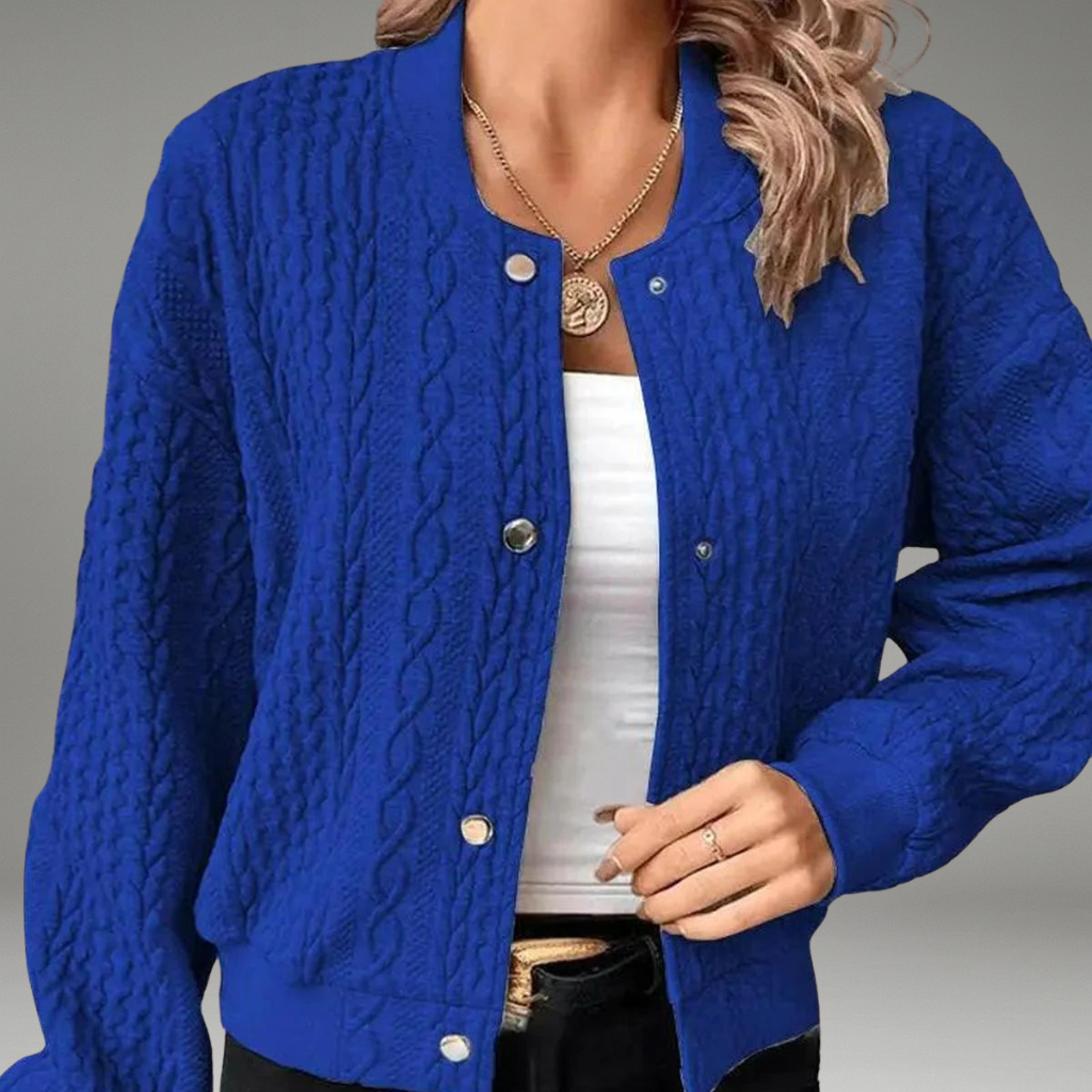 Women’s Cardigan with V-Neckline and Front Button Closure