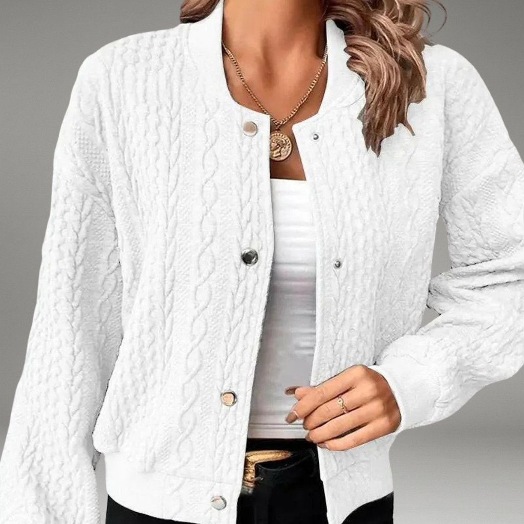 Women’s Cardigan with V-Neckline and Front Button Closure