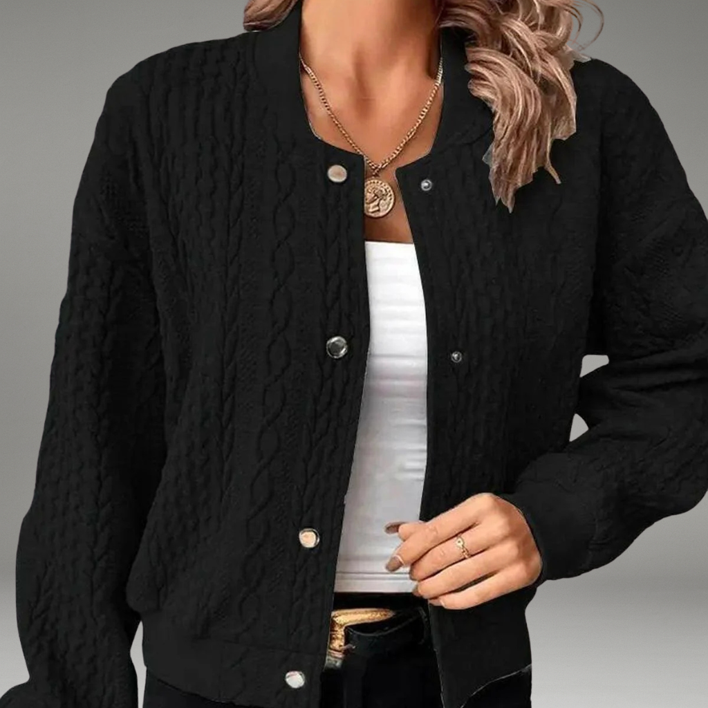 Women’s Cardigan with V-Neckline and Front Button Closure