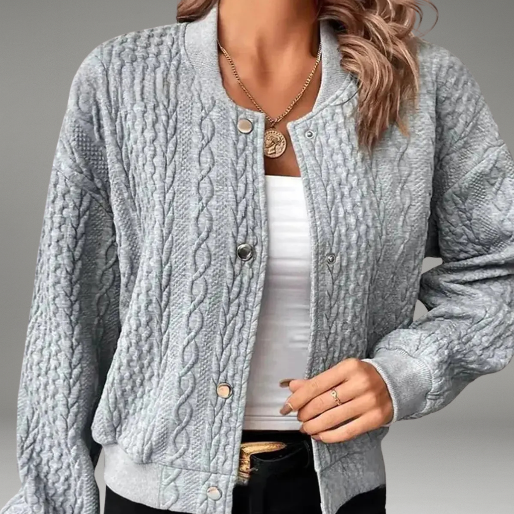 Women’s Cardigan with V-Neckline and Front Button Closure