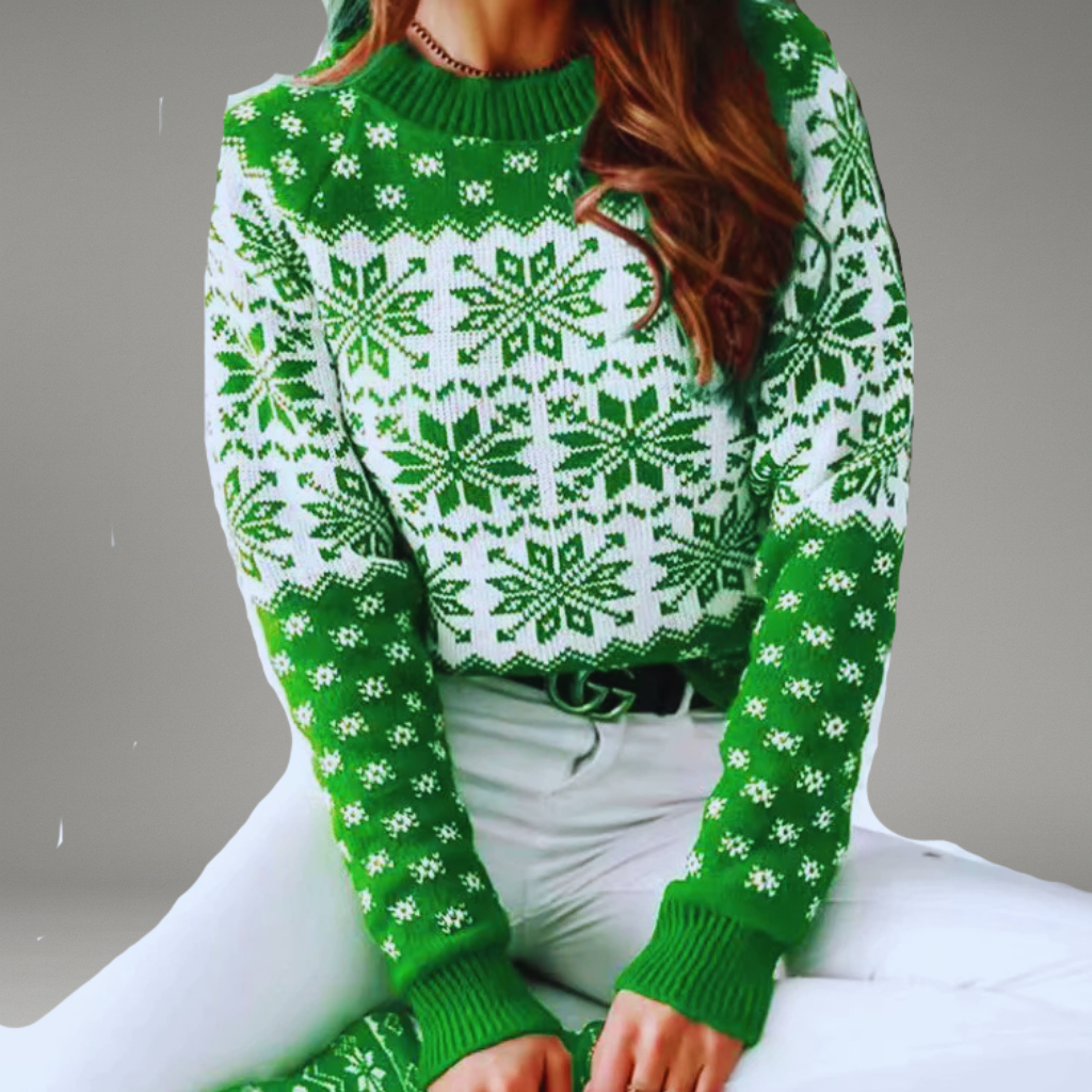 Women’s Sweater with Crew Neck and Ribbed Hem