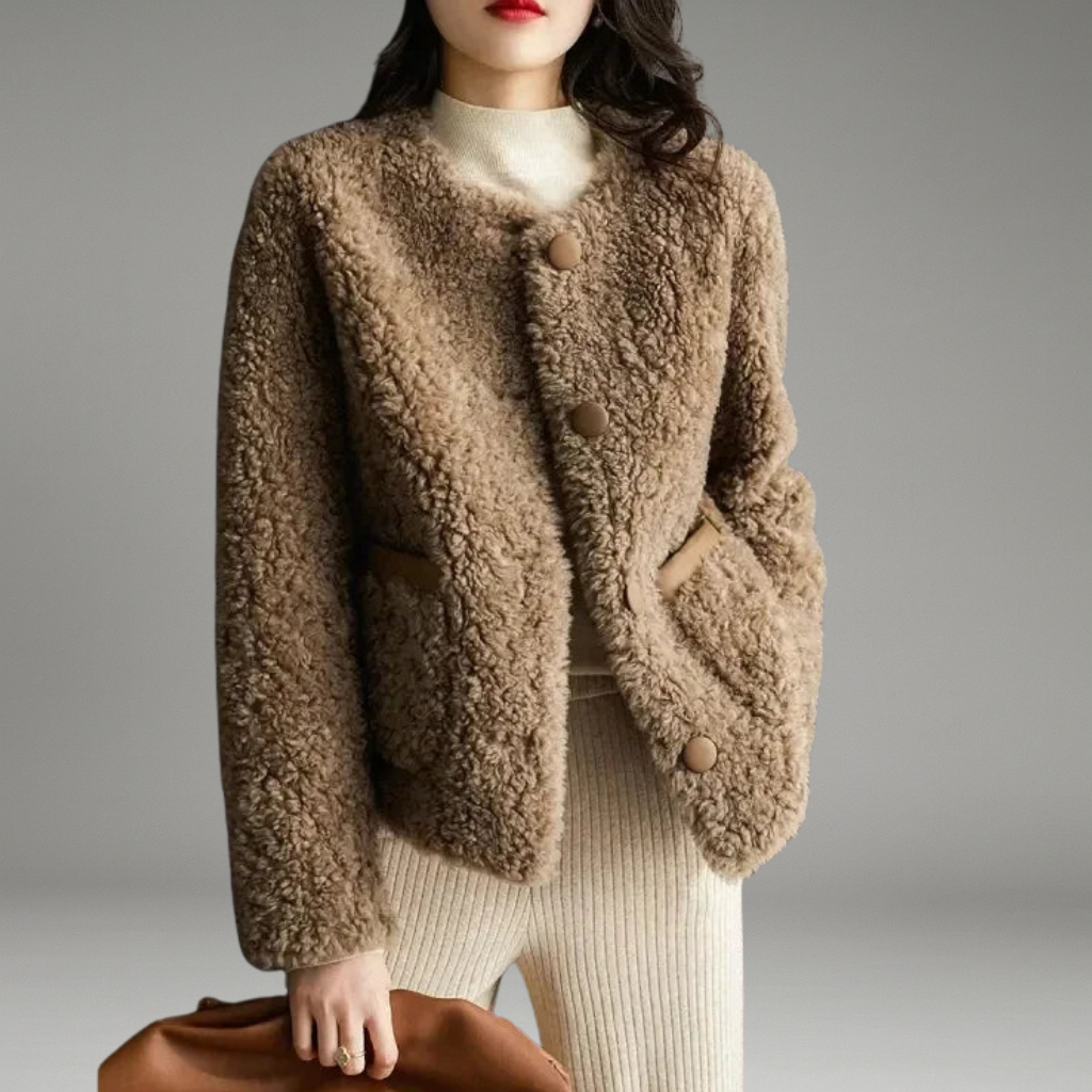 Women’s Coat with Button Closure and Side Pockets