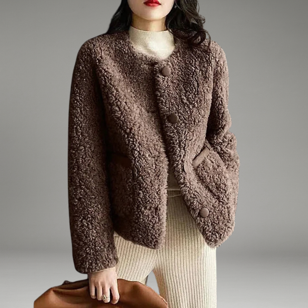 Women’s Coat with Button Closure and Side Pockets