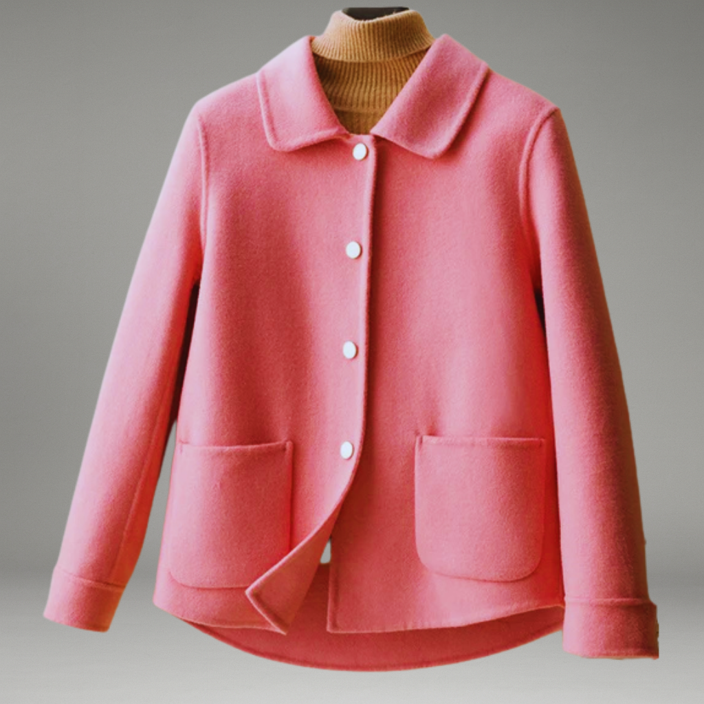 Women’s Coat with Chic Collar and Button Closure