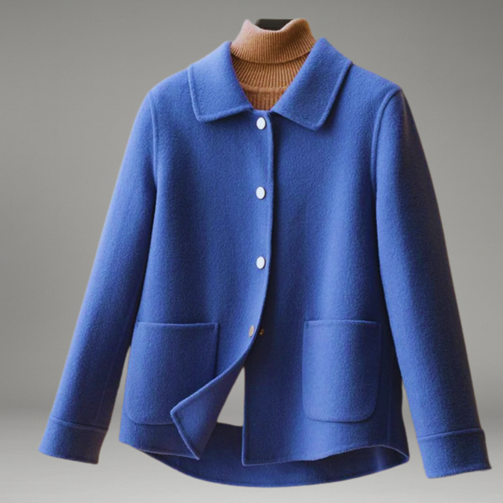 Women’s Coat with Chic Collar and Button Closure