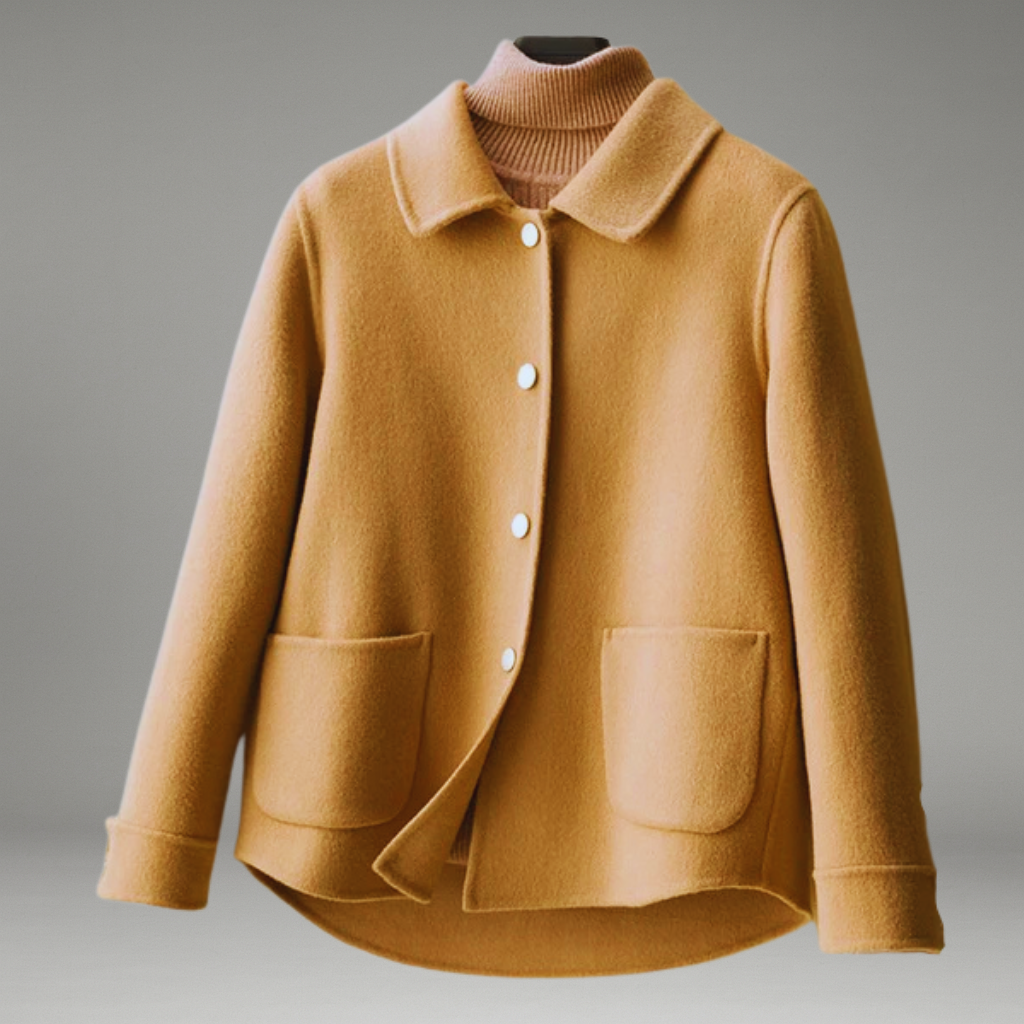 Women’s Coat with Chic Collar and Button Closure