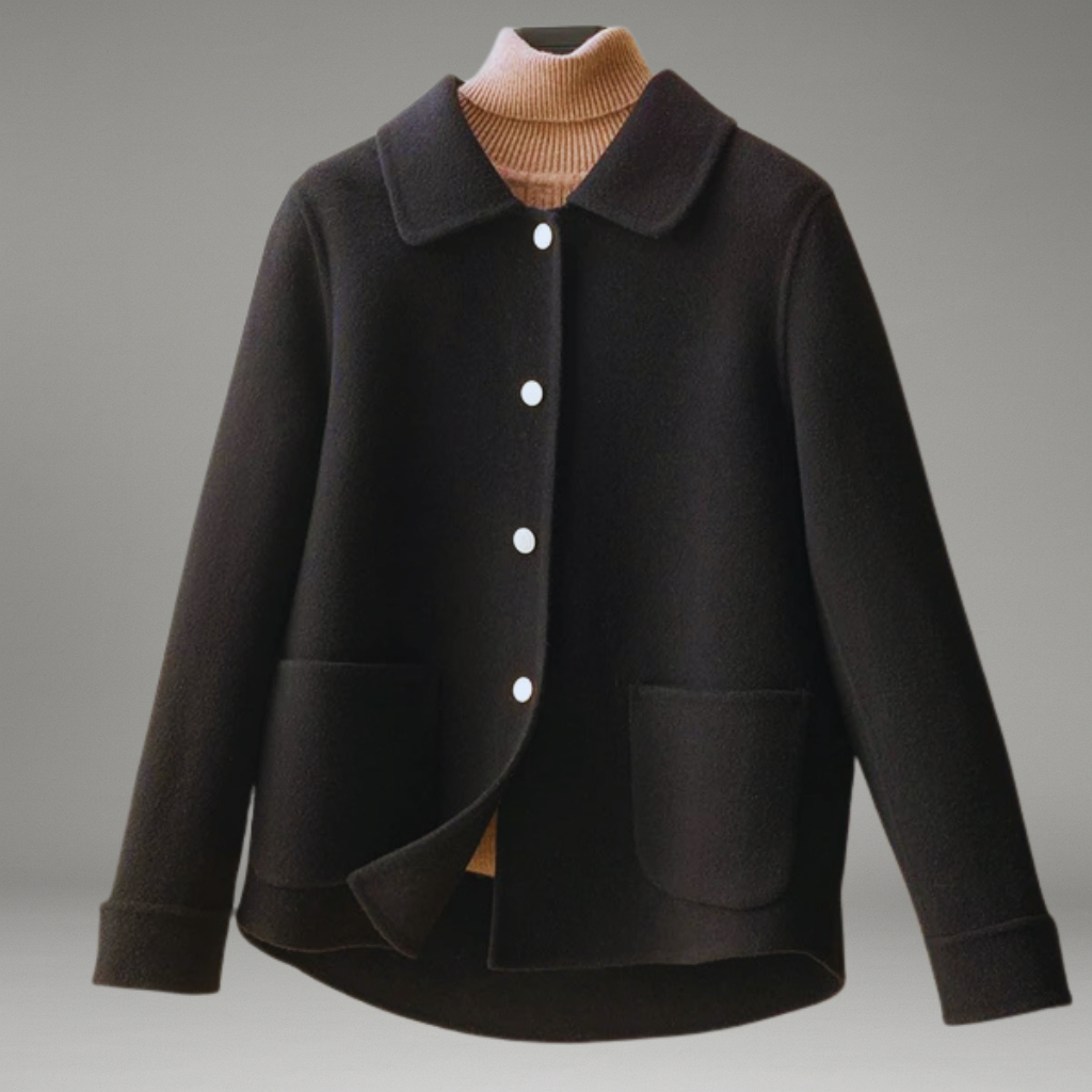 Women’s Coat with Chic Collar and Button Closure