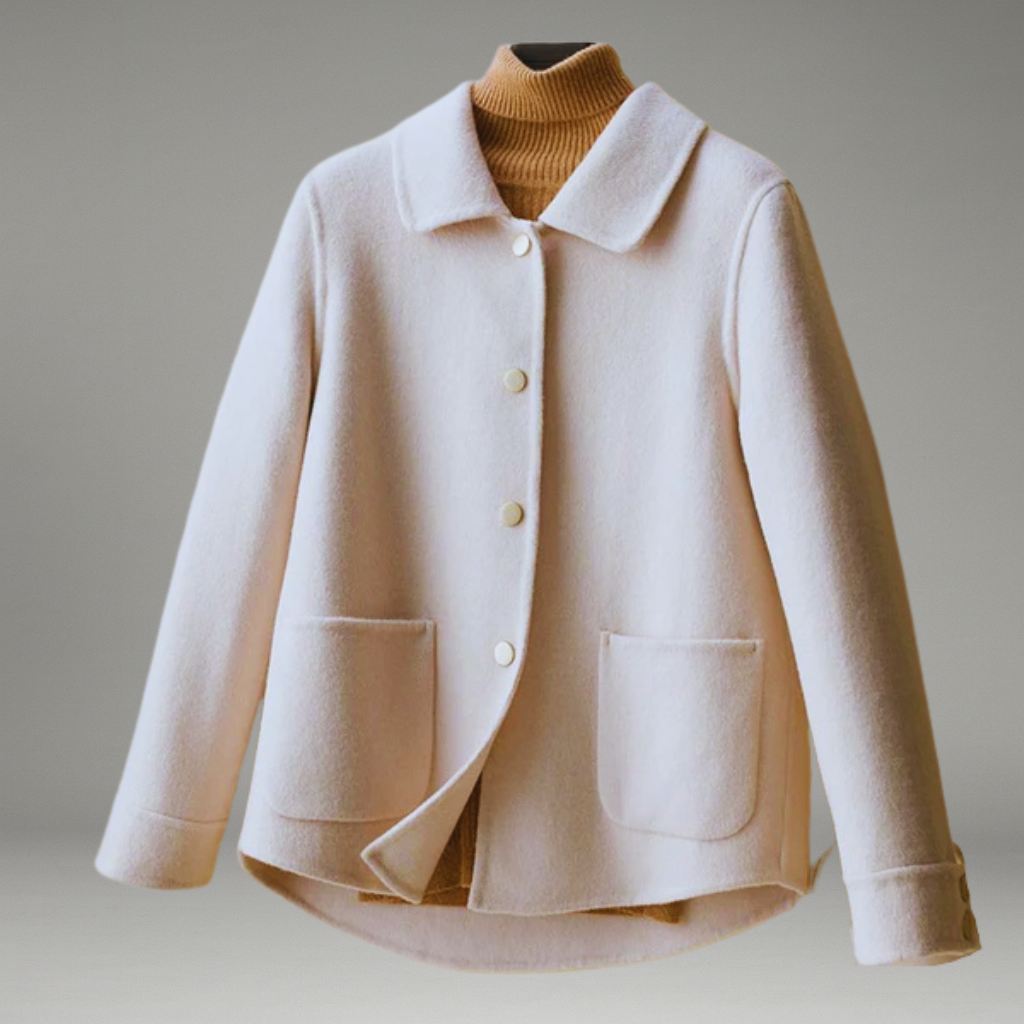 Women’s Coat with Chic Collar and Button Closure