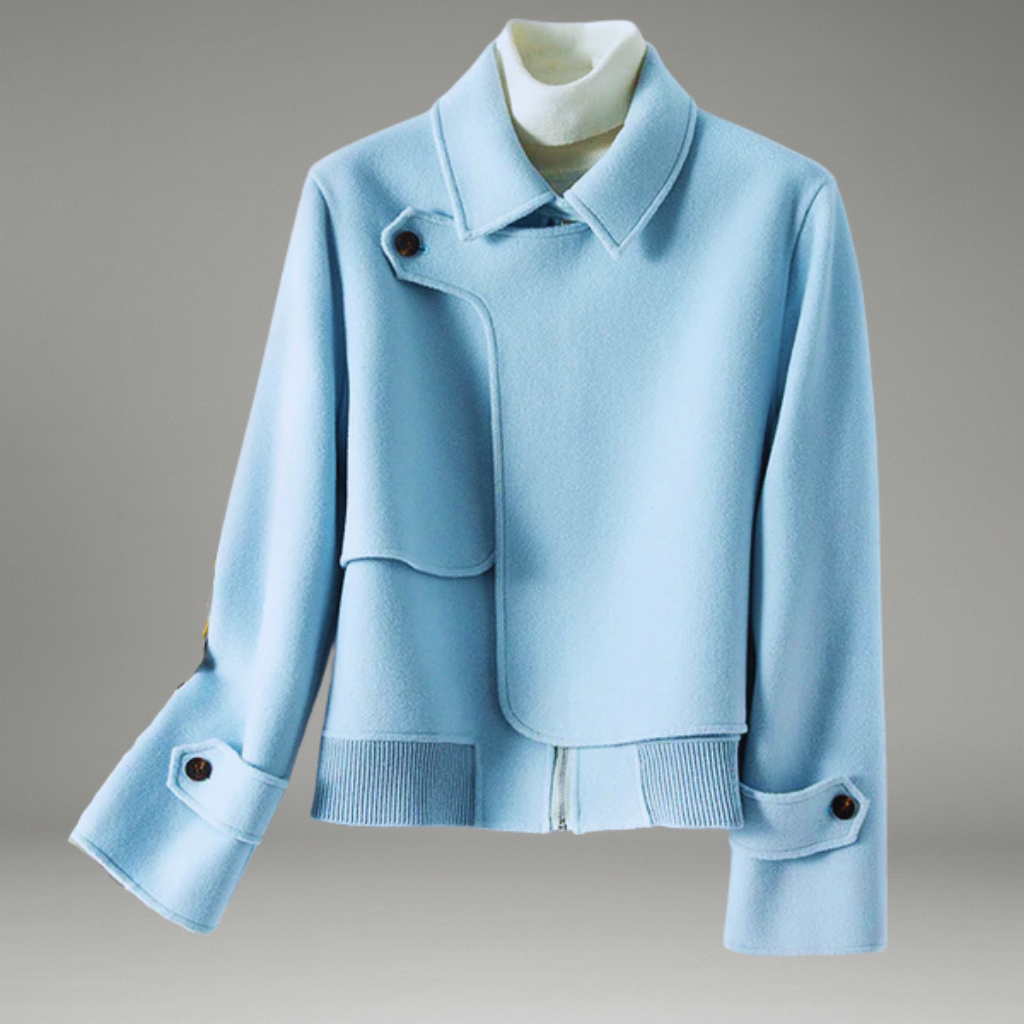 Women’s Cropped Jacket with Buttoned Collar and Front Closure
