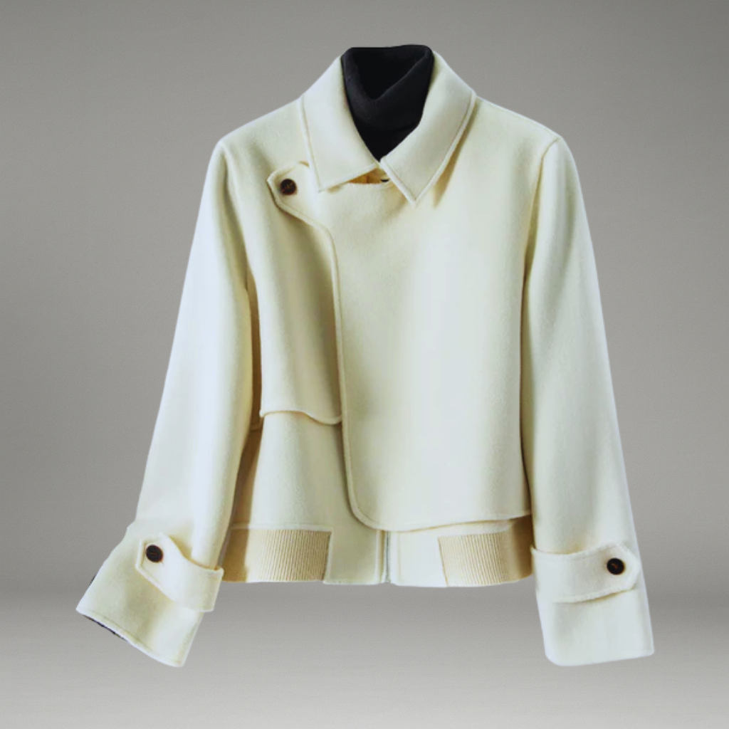 Women’s Cropped Jacket with Buttoned Collar and Front Closure