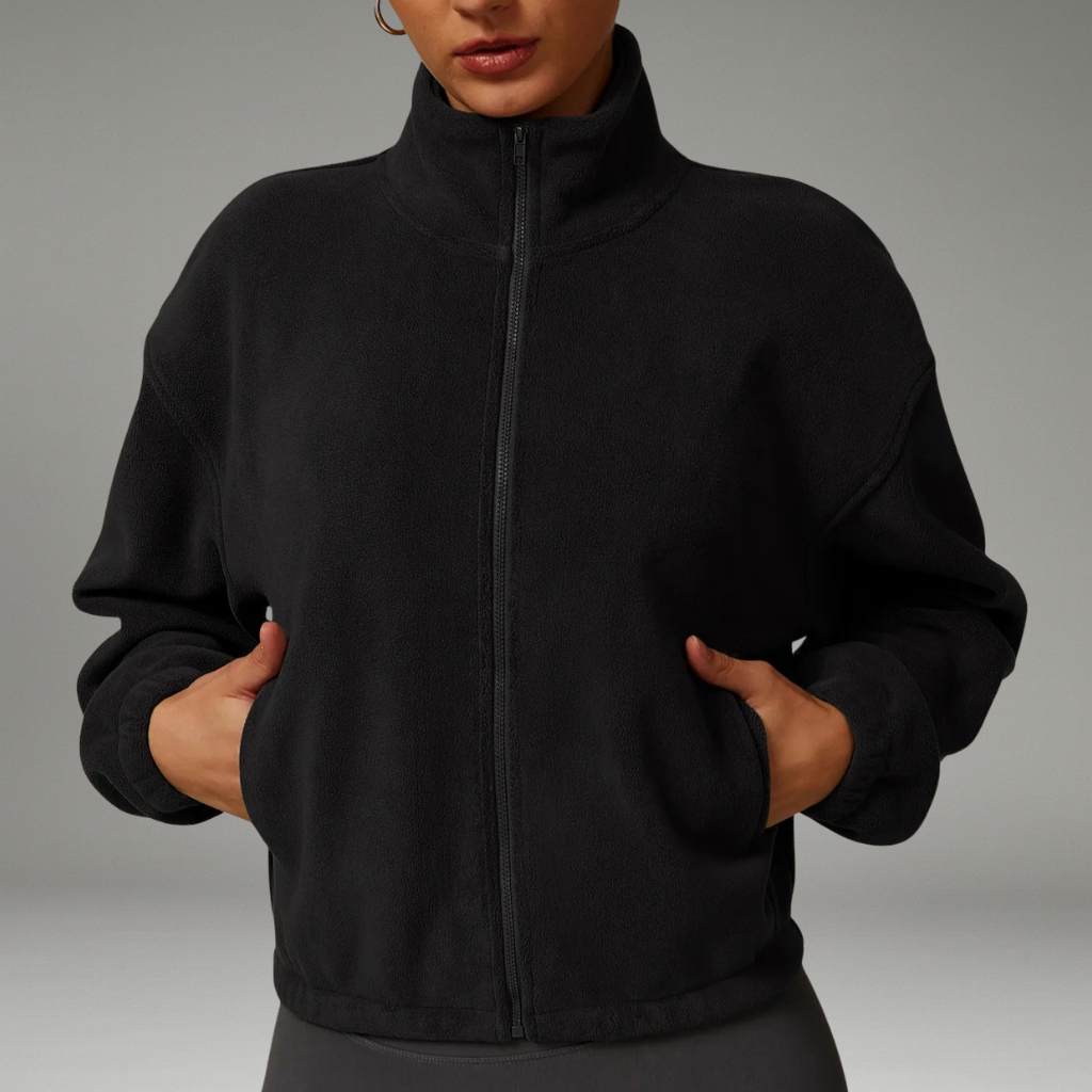Women’s Fleece Jacket with Zip Closure and High Collar