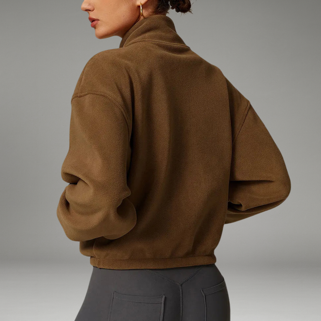 Women’s Fleece Jacket with Zip Closure and High Collar