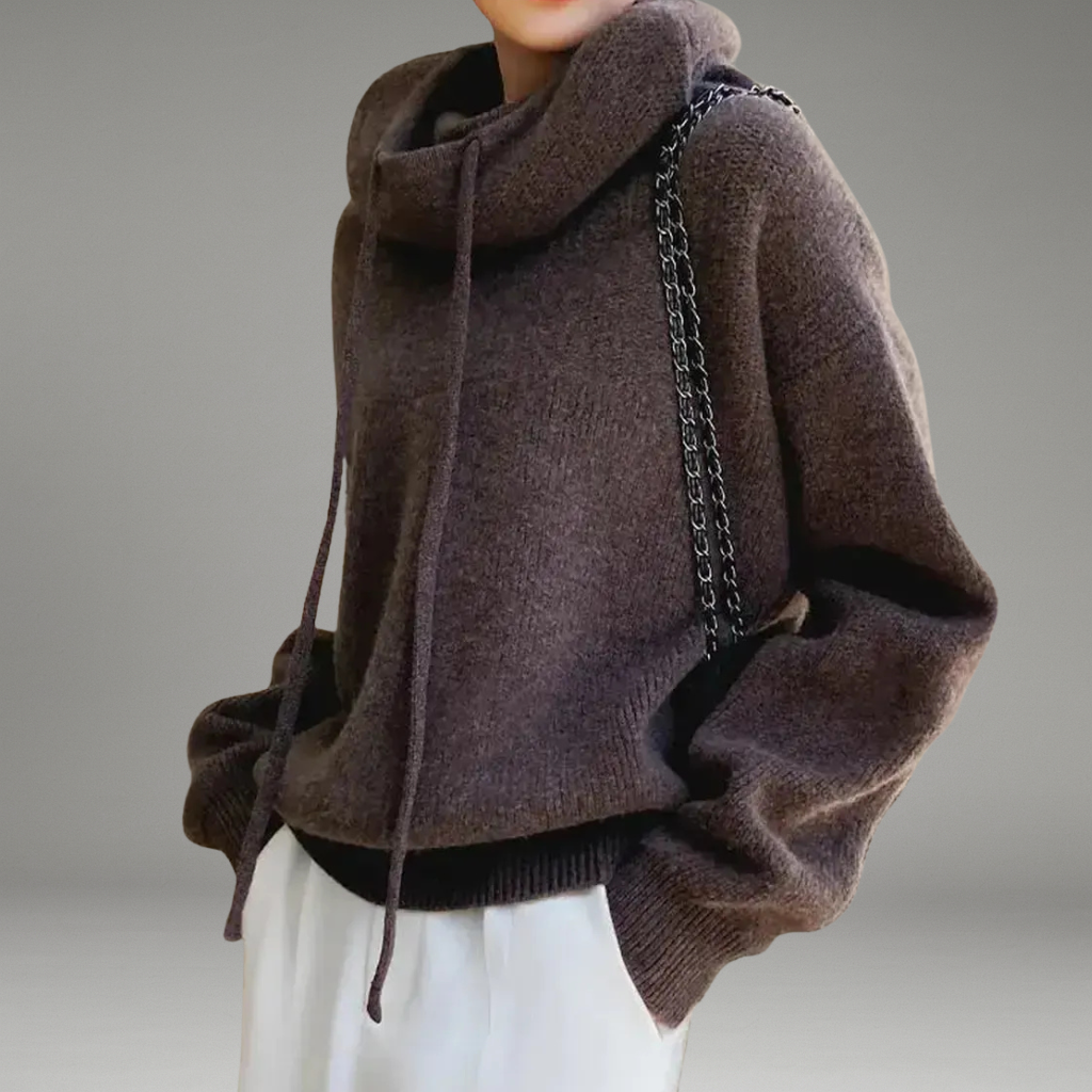Women’s Hooded Sweater with Drawstring Hood and Long Sleeves