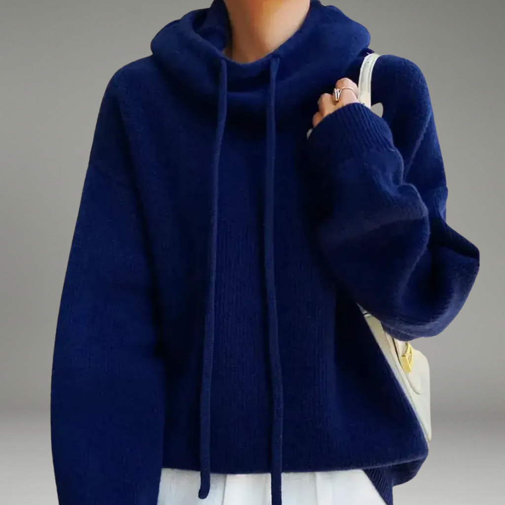 Women’s Hooded Sweater with Drawstring Hood and Long Sleeves