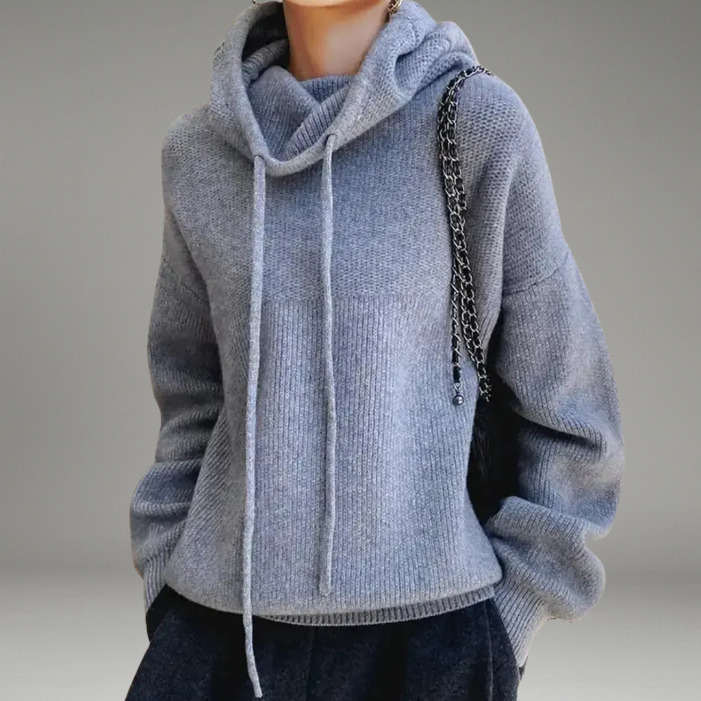 Women’s Hooded Sweater with Drawstring Hood and Long Sleeves