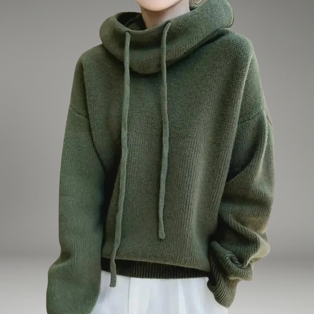 Women’s Hooded Sweater with Drawstring Hood and Long Sleeves