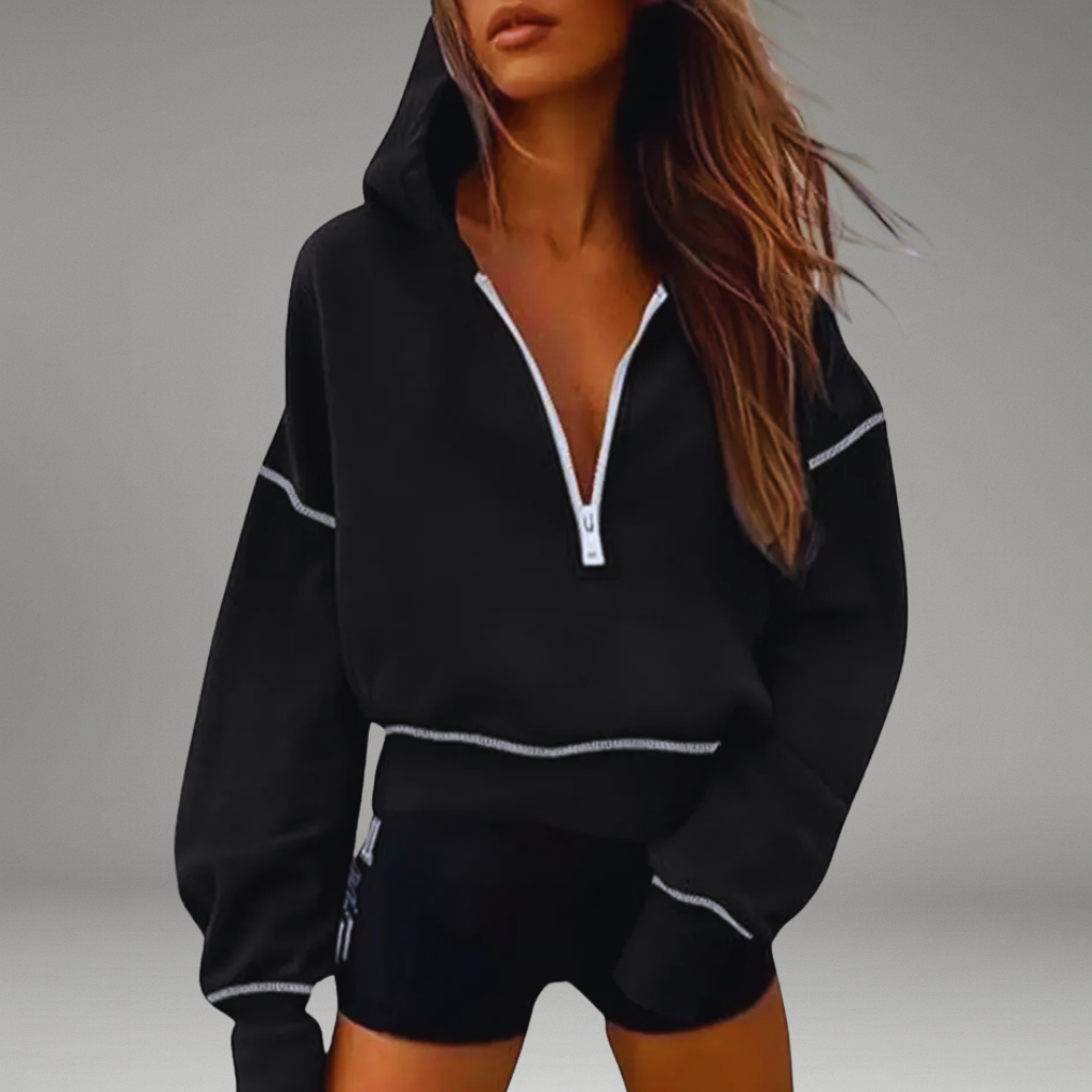 Women’s Hoodie with Zipper Closure and Hooded Neckline