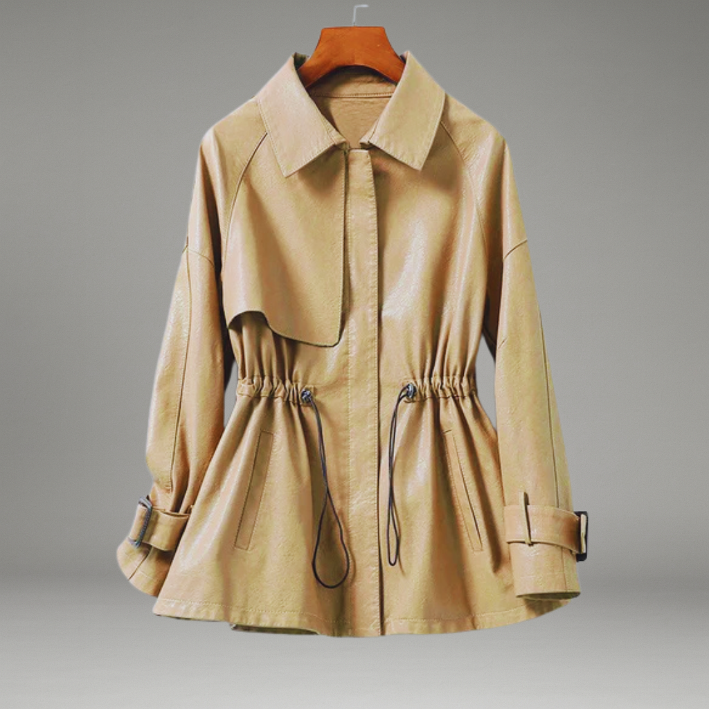 Women’s Jacket with Belted Waist and Drawstring Detail