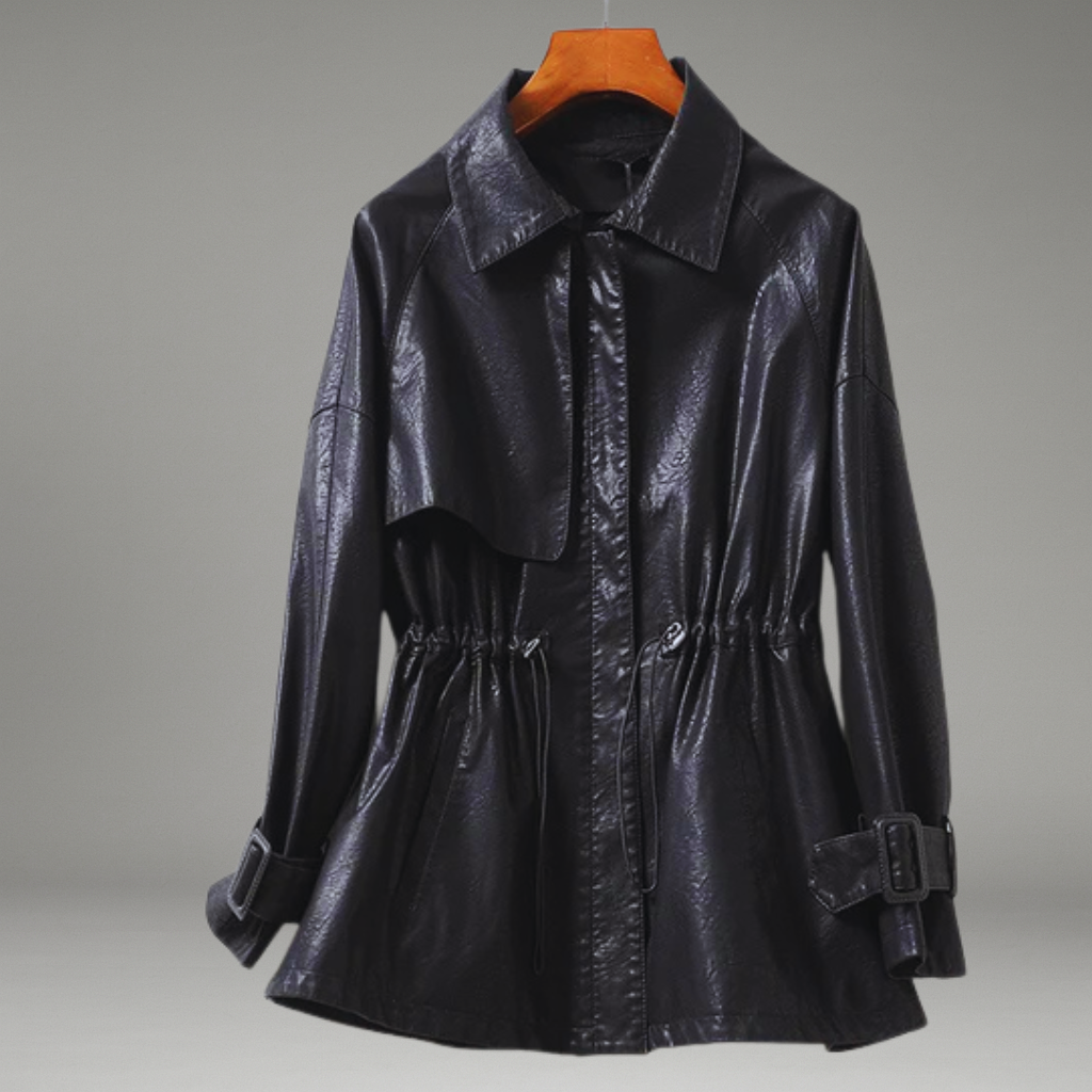 Women’s Jacket with Belted Waist and Drawstring Detail