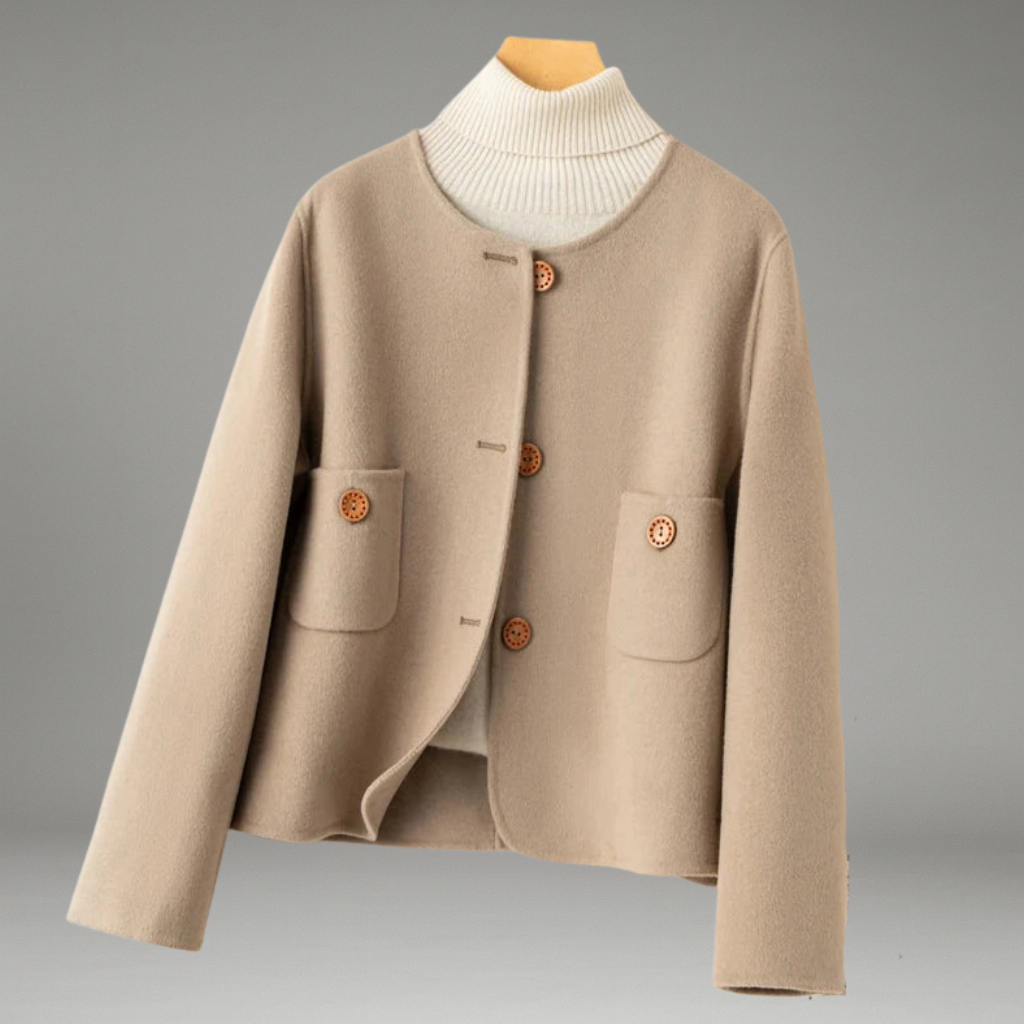 Women’s Jacket with Button Closure and Round Neck
