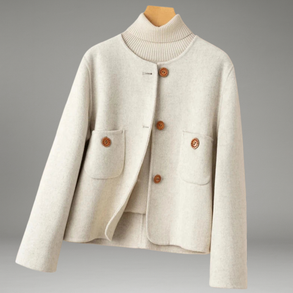 Women’s Jacket with Button Closure and Round Neck