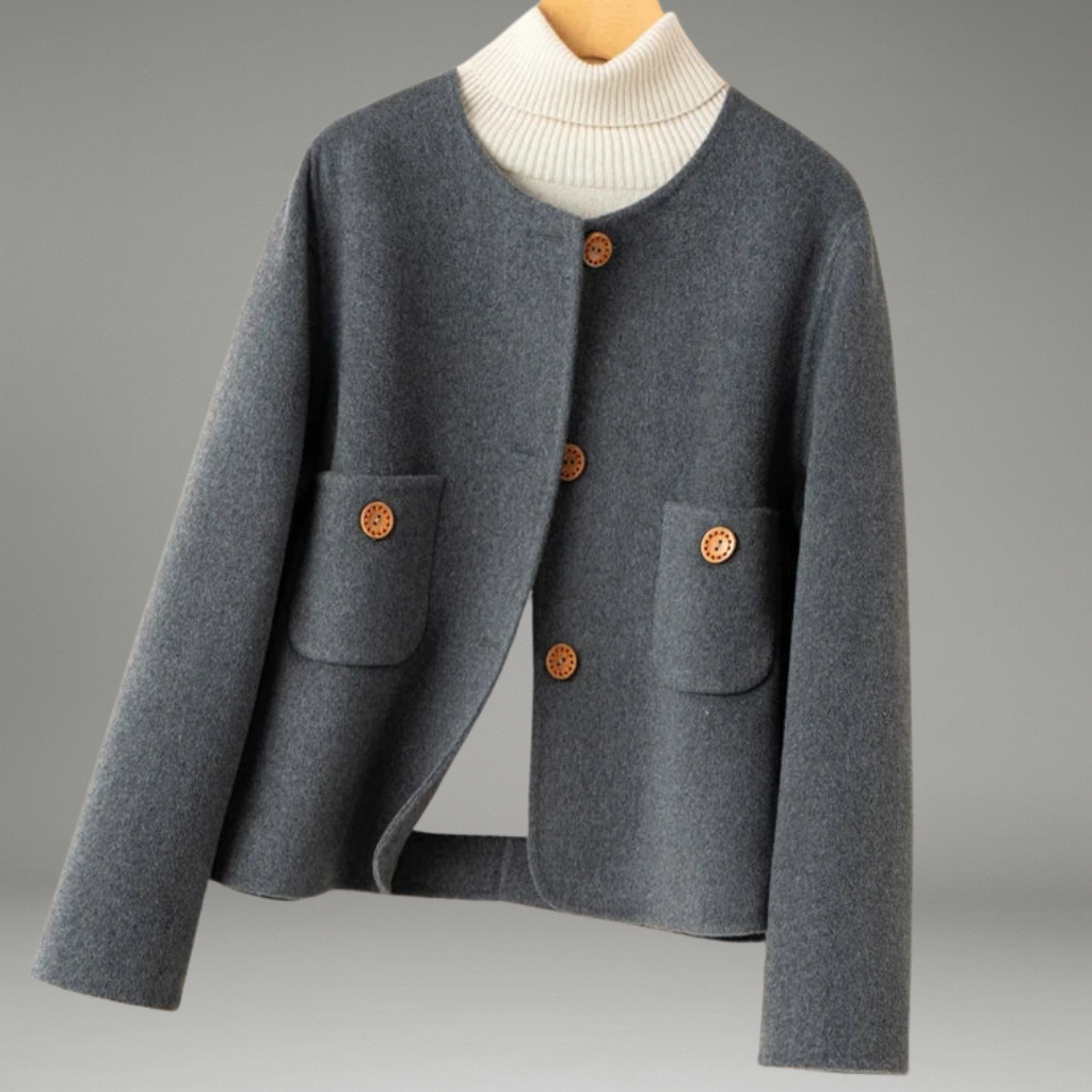 Women’s Jacket with Button Closure and Round Neck