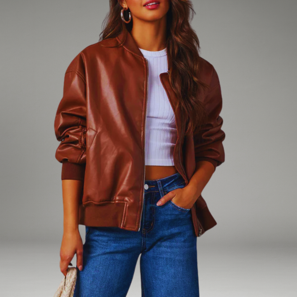 Women’s Jacket with Full Zip Closure and Quilted Interior