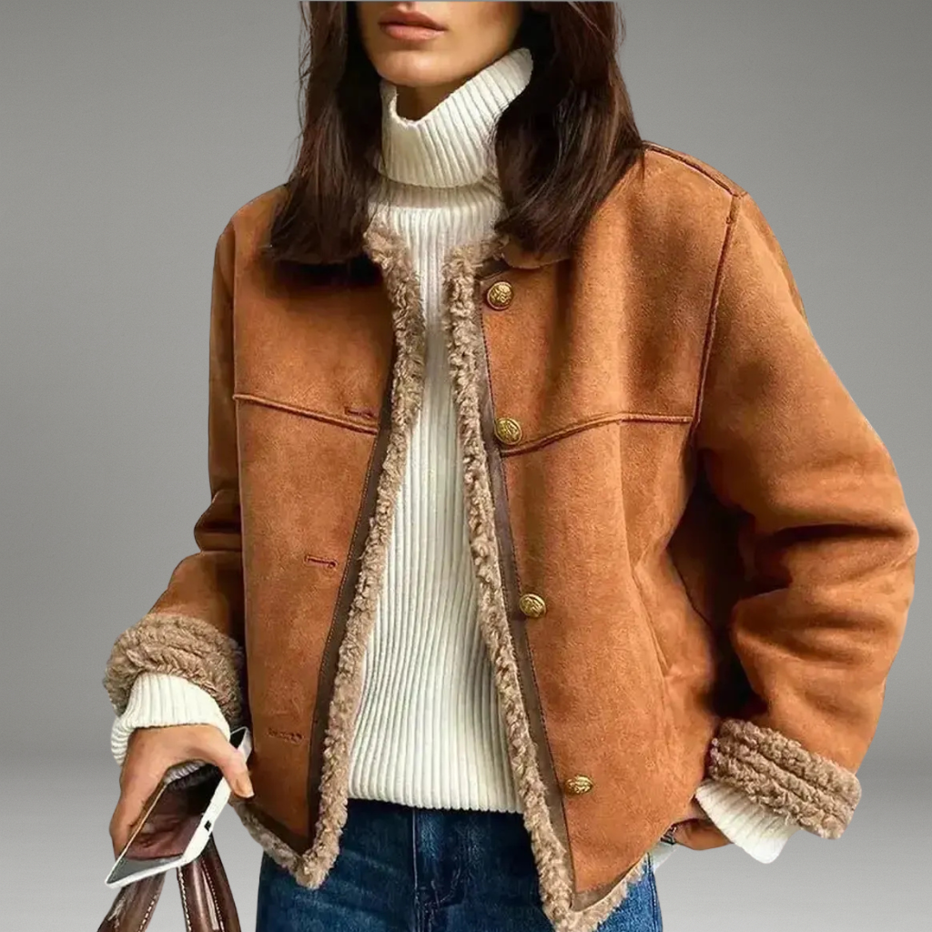 Women’s Jacket with Notched Collar and Front Button Closure