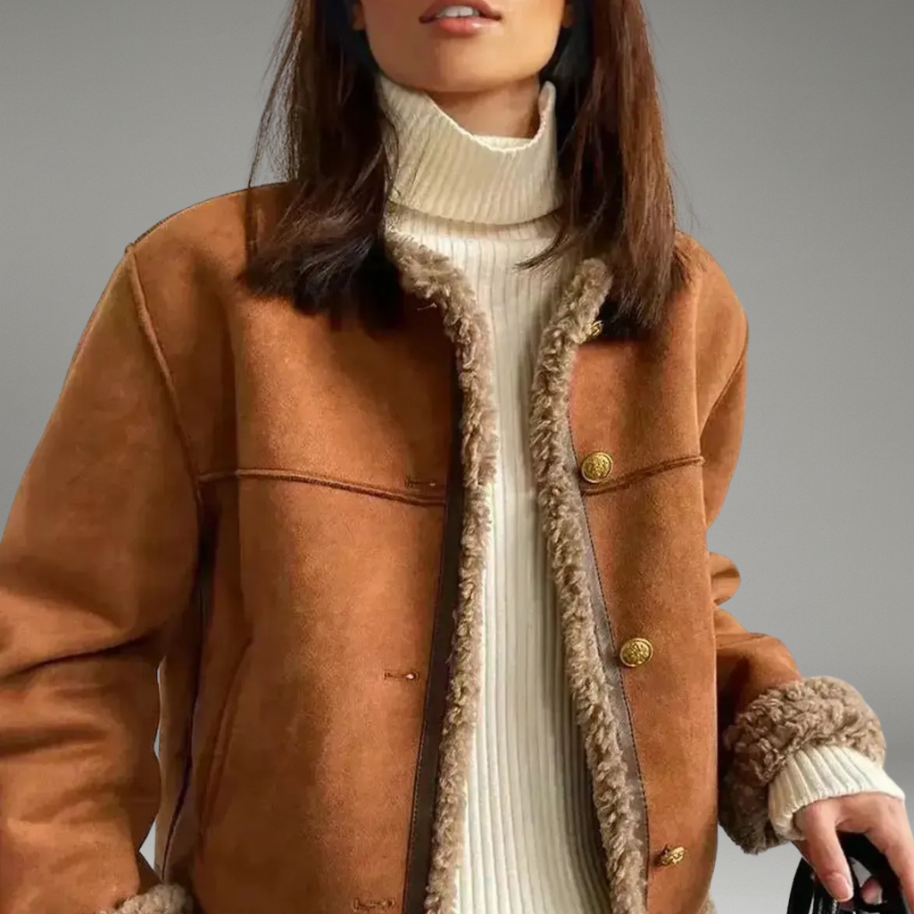 Women’s Jacket with Notched Collar and Front Button Closure