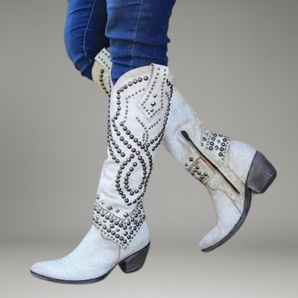 Women’s Knee-High Boots with Side Zipper and Block Heel