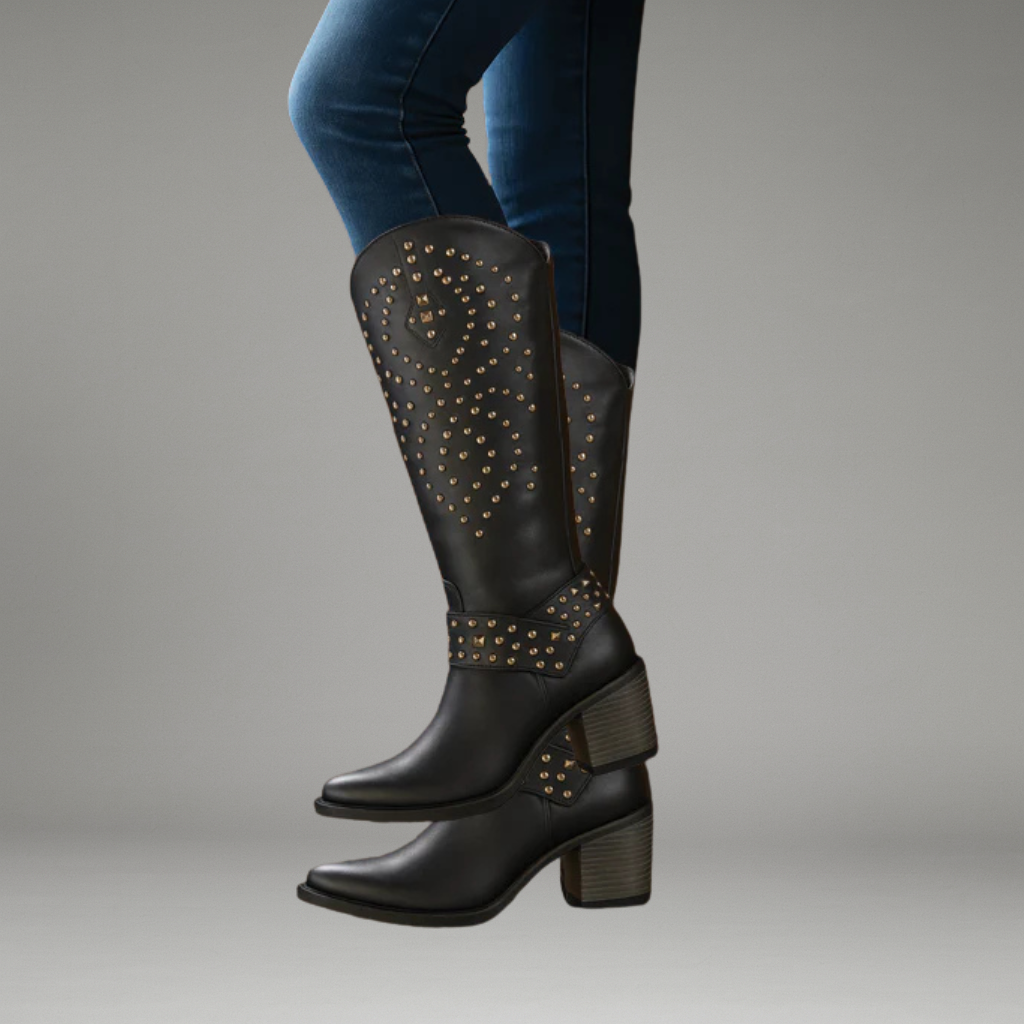 Women’s Knee-High Boots with Side Zipper and Block Heel