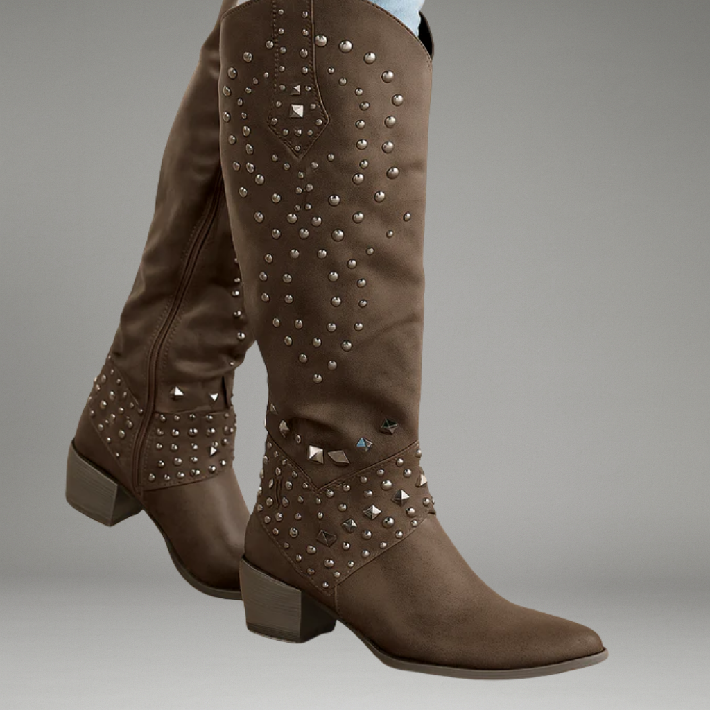 Women’s Knee-High Boots with Side Zipper and Block Heel