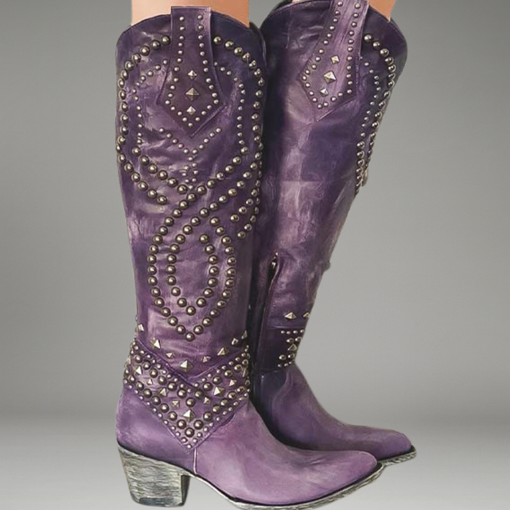 Women’s Knee-High Boots with Side Zipper and Block Heel