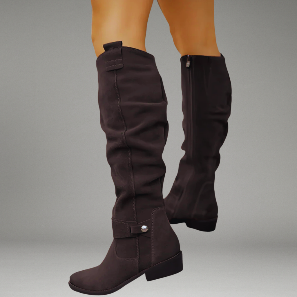 Women’s Knee Boots with Side Zipper and Non-Slip Outsole
