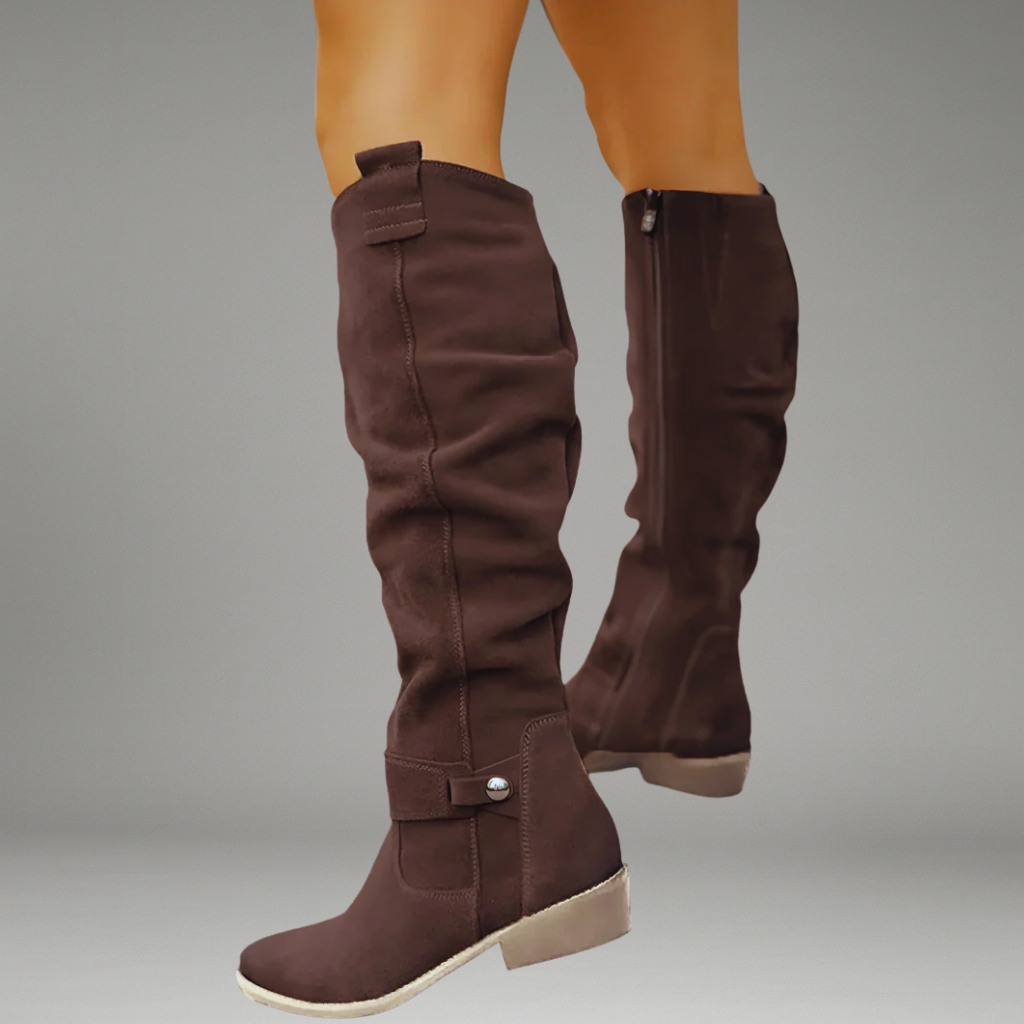 Women’s Knee Boots with Side Zipper and Non-Slip Outsole
